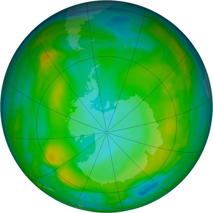 Antarctic ozone map for 05 July 2010